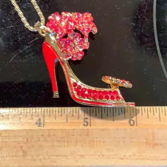 Betsey Johnson Red Slipper Necklace New Cute #481 - Picture 4 of 5